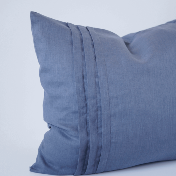 Lniana poszewka na poduszkę denim z plisami na zakładkę 50x60 wysyłka 48h - obrazek 1