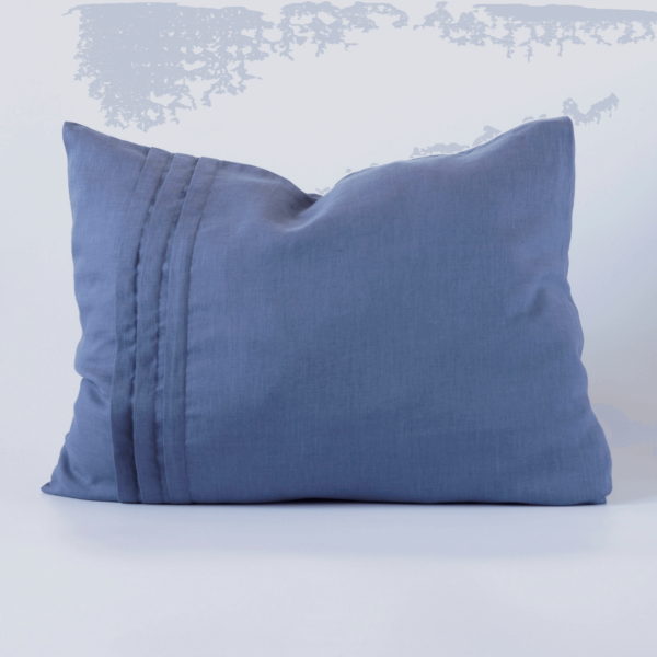 Lniana poszewka na poduszkę denim z plisami na zakładkę 50x60 wysyłka 48h - obrazek 2