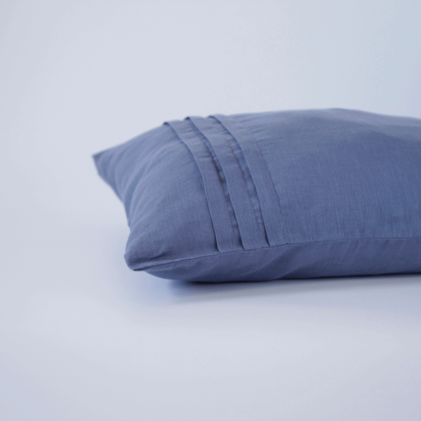 Lniana poszewka na poduszkę denim z plisami na zakładkę 50x60 wysyłka 48h - obrazek 3