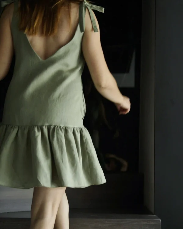 Sukienka lniana Bella Notte khaki verde - obrazek 2