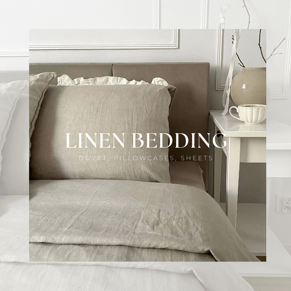 linen bedding, duvet and pillowcases